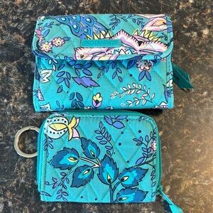 Vera Bradley Teal and Pink Floral wallet Accessory Set